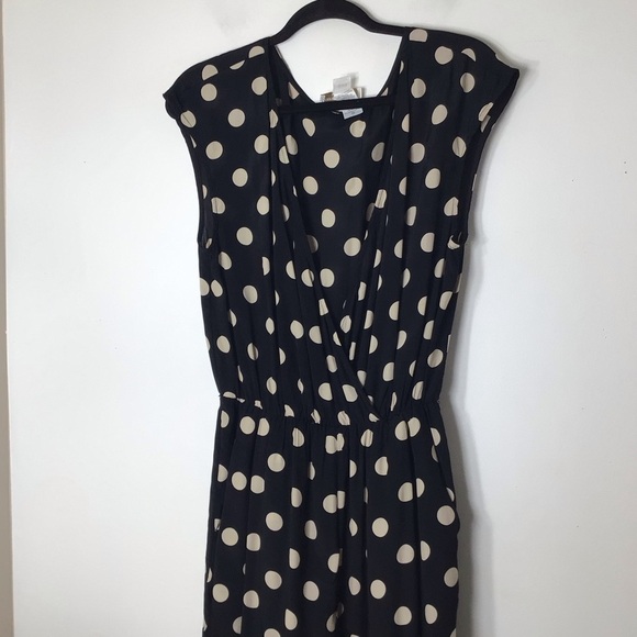 Anthropologie Corey Lynn Colter jumpsuit blue tan polka dot medium USA - Picture 2 of 9